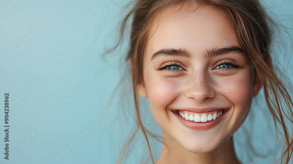 Smiling girl with a pale coral background Smiling girl with a pale coral background