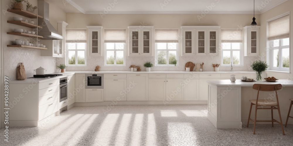 Rendering of a classic kitchen in the American style 3.3D illustration