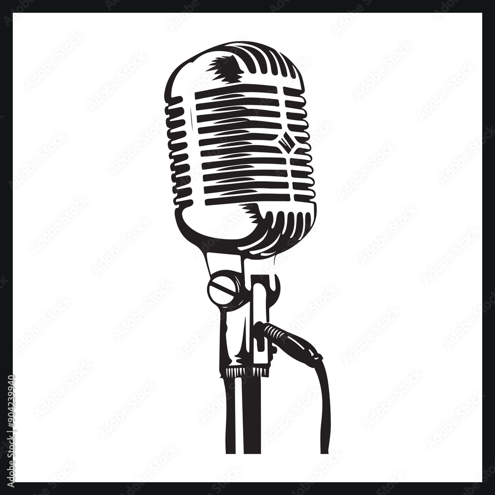 Fototapeta premium Classic microphone clipart silhouette
