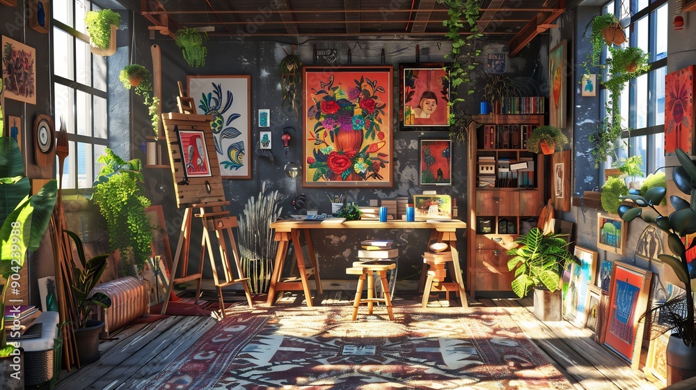 Sunlit Art Studio with Rustic Charm Sunlit Art Studio with Rustic Charm