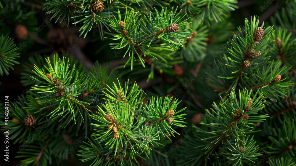 Close-up View of Green Pine Tree Branches Close-up View of Green Pine Tree Branches