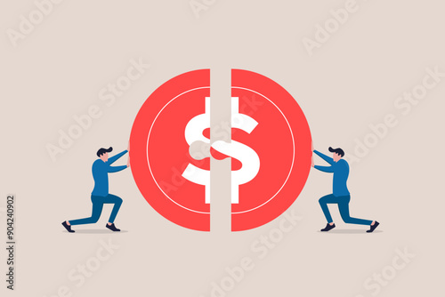 Businessman solving money jigsaw. concept of Wealth management, solve money problem, and planning and strategy for success investment