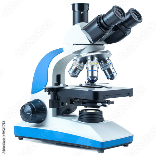Modern microscope isolated on transparent background Medical equipment
