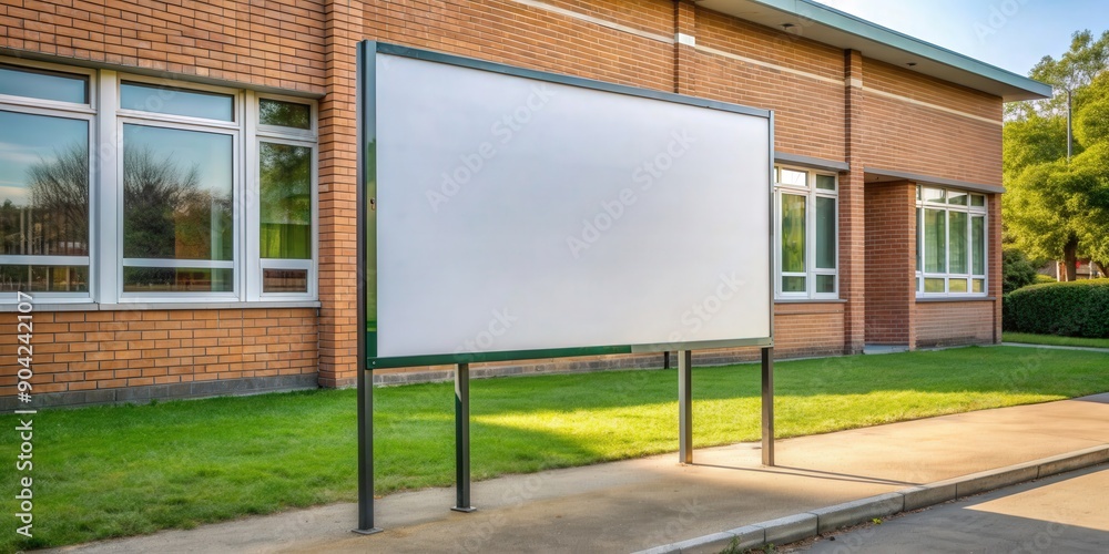 Blank signboard mockup on a school campus bulletin board for displaying event posters , school Blank signboard mockup on a school campus bulletin board for displaying event posters , school