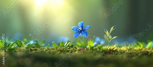 Small blue flowering plant in a meadow showcasing Common butterwort Pinguicula vulgaris in bloom with a background of copy space image photo