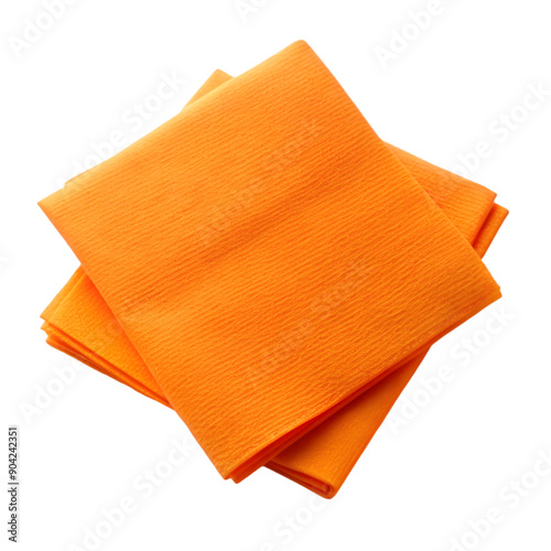 Orange paper napkins Isolated on white background