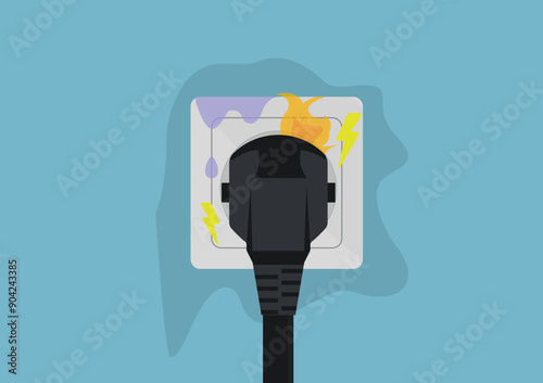 Dangerous short circuits. make sure your electrical devices are kept dry and safe. Safety poster