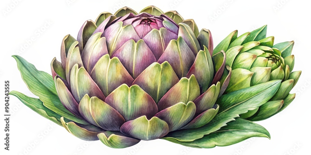 Artistic botanical of an artichoke in watercolor style , artichoke, watercolor, botanical,plant, vegetable, green, leafy, organic Artistic botanical of an artichoke in watercolor style , artichoke, watercolor, botanical,plant, vegetable, green, leafy, organic