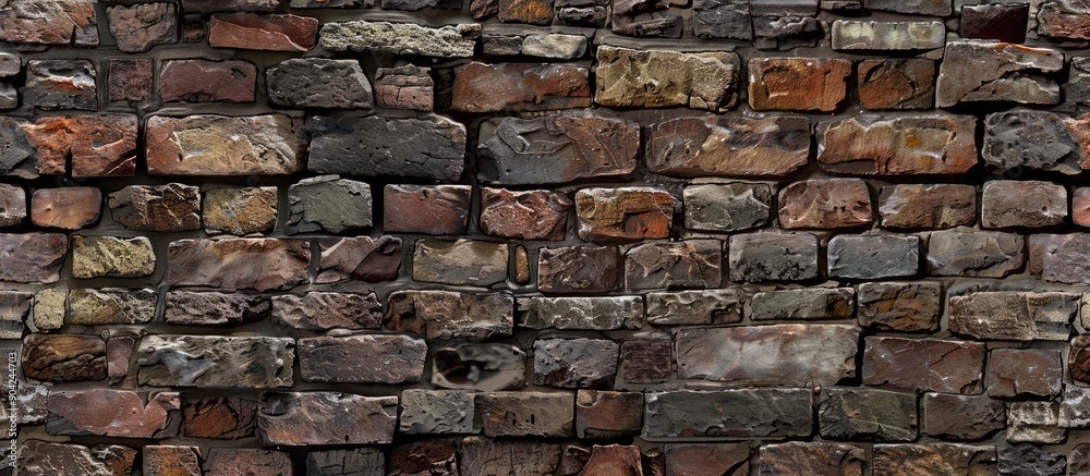 Fototapeta premium A diverse brick wall blend of old and new bricks ideal as a backdrop for design projects and presentations with ample copy space image potential