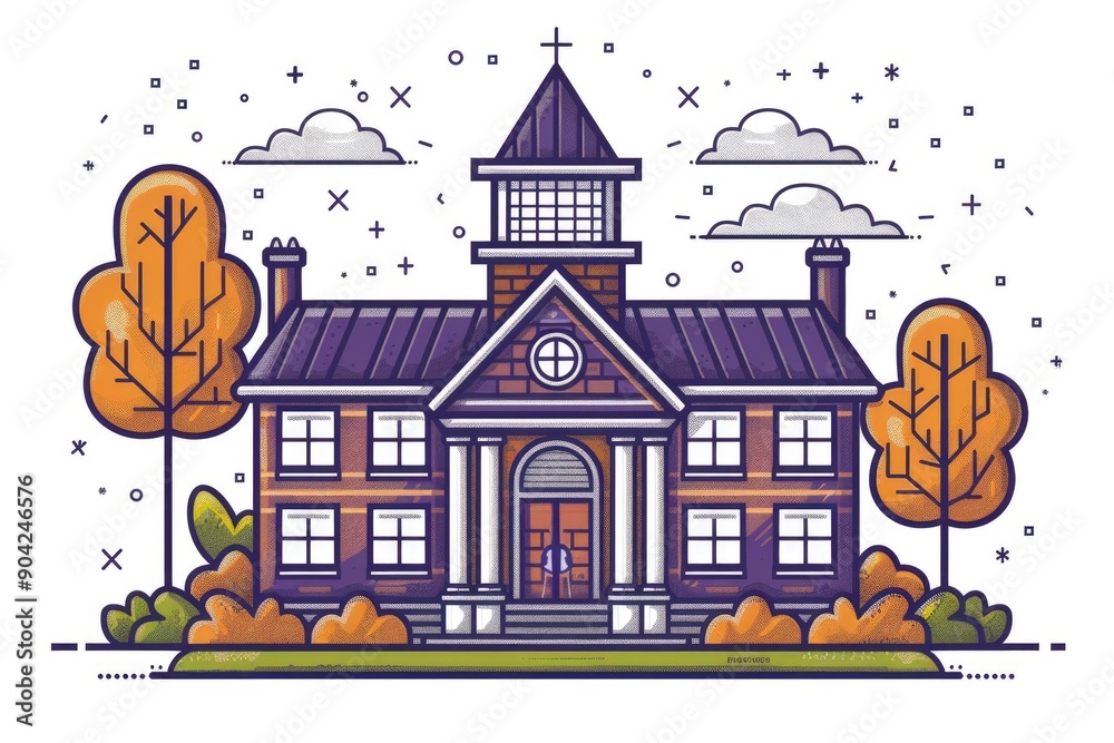 Obraz premium Classic School Building Illustration