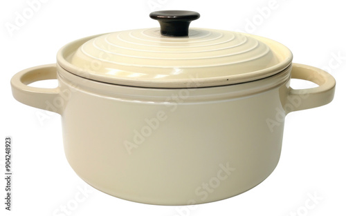 PNG A beige retro soup pot with glass lid cookware white background appliance.