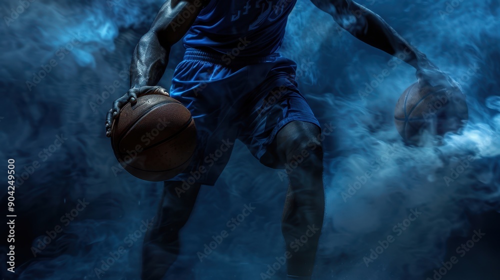 The basketball player dribbling balls The basketball player dribbling balls