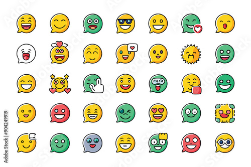 Collection of Diverse Emojis in Speech Bubble Format
