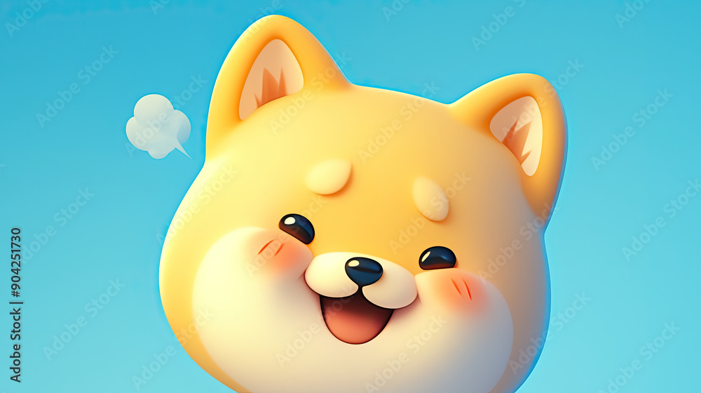Naklejka premium Close up of smiling dog face isolated on blue background
