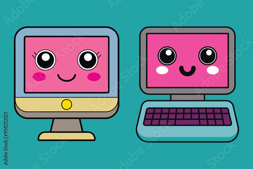 Computer cartoon vector art design