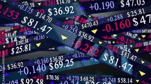 Stock market financial data with floating numbers symbolizing market volatility 3d video