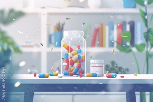 Medicine Bottles on a Clean Medical Table