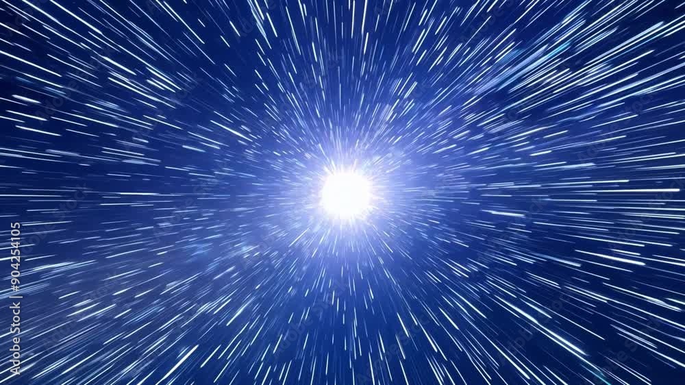 Hyperspace Jump, Embark on an exhilarating space adventure as you travel through star fields at incredible speeds. A high velocity journey through a wormhole, luminous light trail. Generative AI