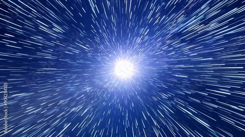 Hyperspace Jump, Embark on an exhilarating space adventure as you travel through star fields at incredible speeds. A high velocity journey through a wormhole, luminous light trail. Generative AI