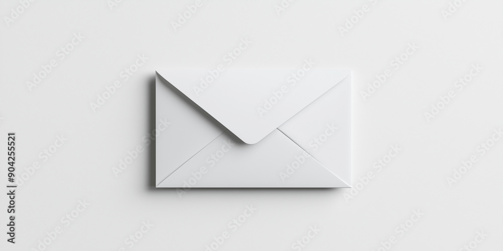 Envelope with blank paper on white, email illustration Envelope with blank paper on white, email illustration