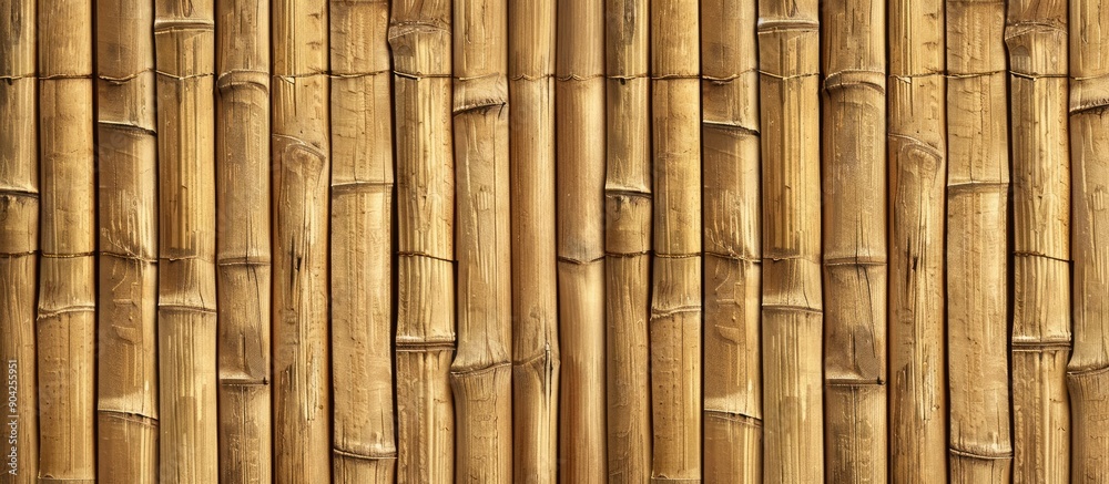 Fototapeta premium Textured wood backdrop in bamboo beige with empty copy space image