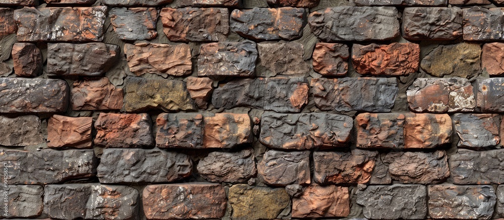 Fototapeta premium An arrangement featuring a blend of weathered and fresh bricks suitable as a backdrop for designs and presentations with room for added elements ideal as a copy space image
