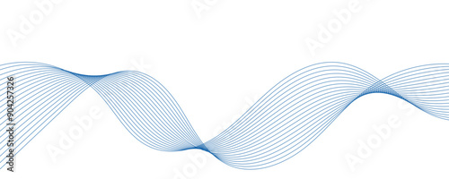 Abstract blue wavy lines. Vector background.
