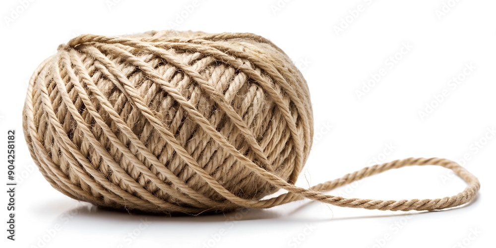 Skein of jute twine on the white background Generative By AI Skein of jute twine on the white background Generative By AI