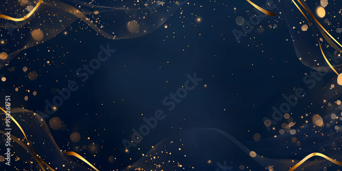 Navy blue background with golden angel wings glittering stars the center frame Golden Wings and Glittering Stars Concept