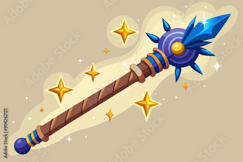 Magical wizard wand with sparkles