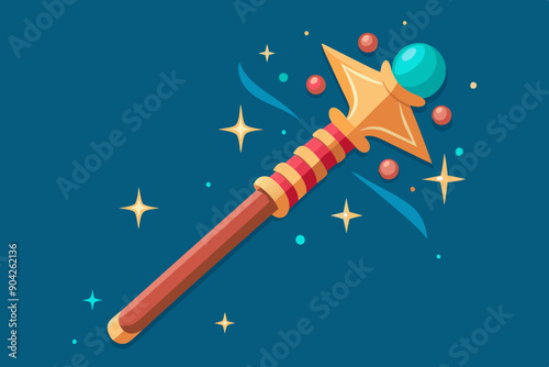 Magical wizard wand with sparkles