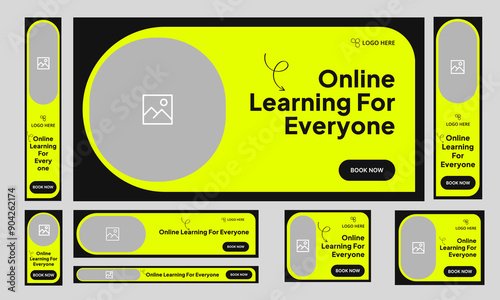 Learning web set banner design, education services banner design, fully editable vector eps 10 file format
