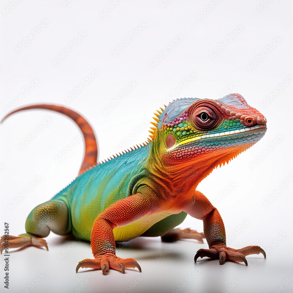Obraz premium lézard, très coloré, jolie, gecko, reptiles, animal, vert, gecko, isolé, faune, nature, iguana, dragon, blanc, animal de compagnie, amphibien, sauvage, fond blanc, queue, petit, yeux, macro, salamand