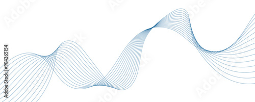 Abstract blue wavy lines. Vector background.