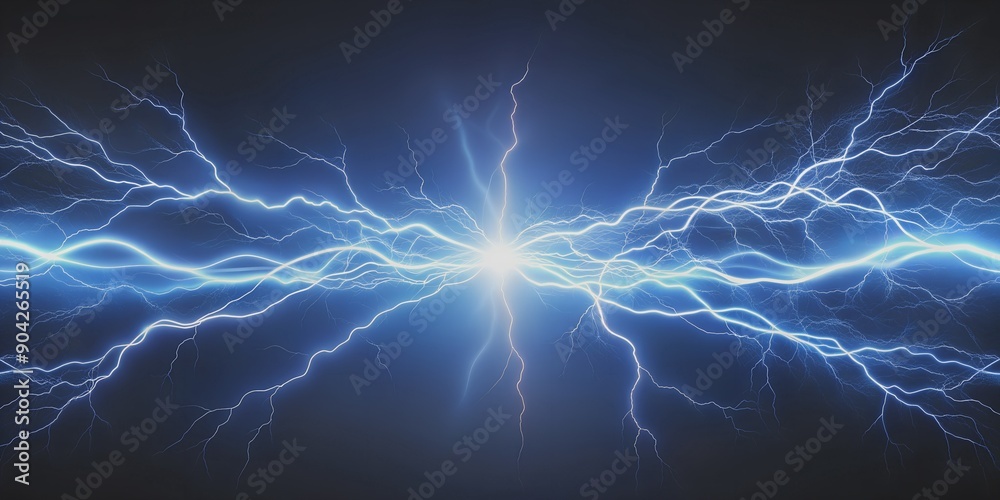 Electricity in its purest form AI Generative, lightning bolt, pure energy, isolated, electrifying