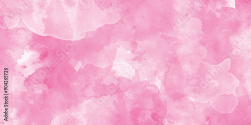 pink watercolor technique on watercolor paper with stains and splashes, Pastel color grainy gradient background with watercolor, Digital art painting on paper with splashes.