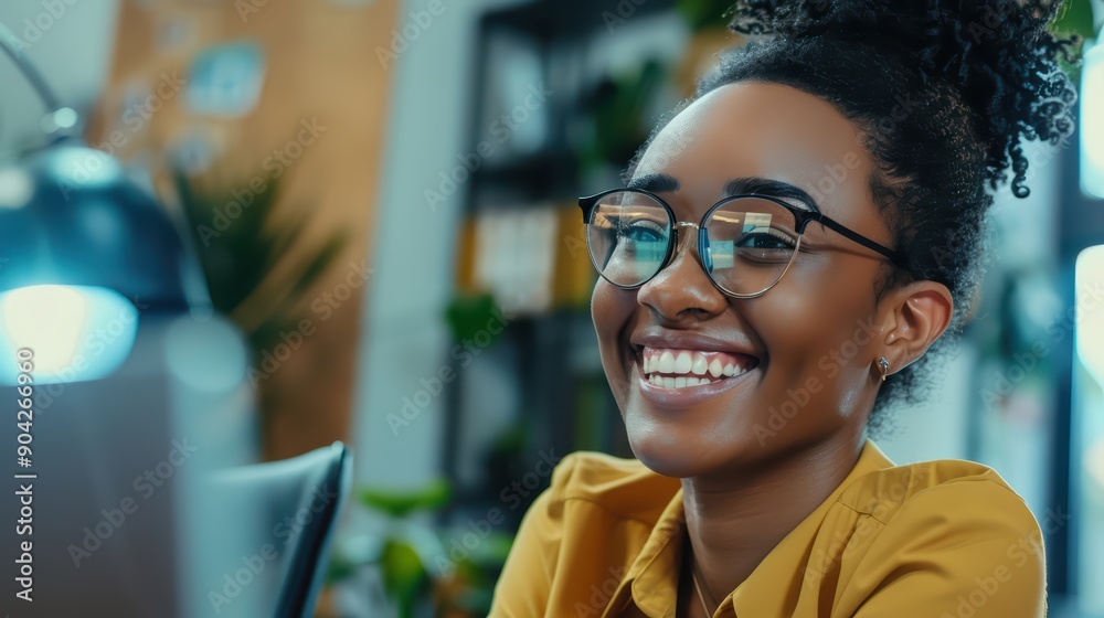 Office operator receiving positive feedback from a customer