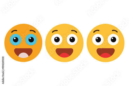 Three Yellow Emojis with Wide Eyes and Open Mouths