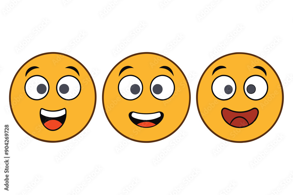 Three Yellow Emojis with Different Expressions Three Yellow Emojis with Different Expressions
