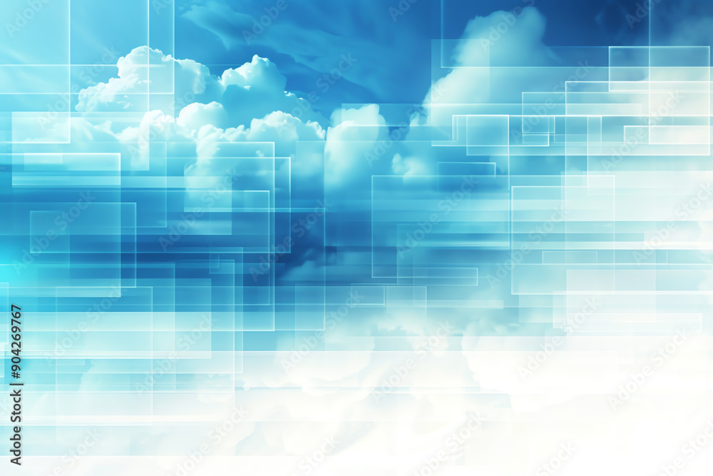 Fototapeta premium Hybrid cloud Hybrid cloud environment, seamless blue and white