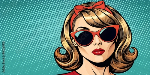 Stylish retro woman wearing sunglasses comic style illustration Generative AI Generative By AI