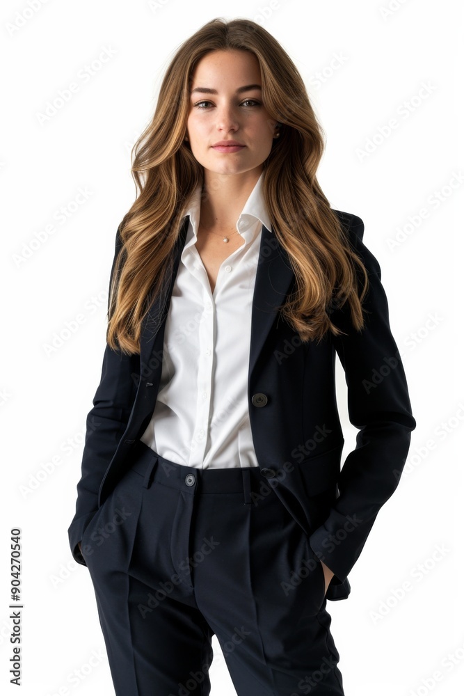 A businesswoman wearing formal suit isolated created with Generative AI A businesswoman wearing formal suit isolated created with Generative AI