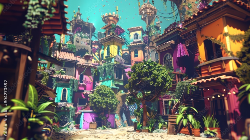 Fototapeta premium A colorful and creative indie game environment