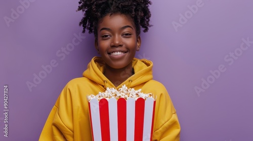 The girl with popcorn photo