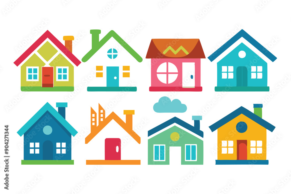 Colorful and Simple Flat Design House Icons Colorful and Simple Flat Design House Icons