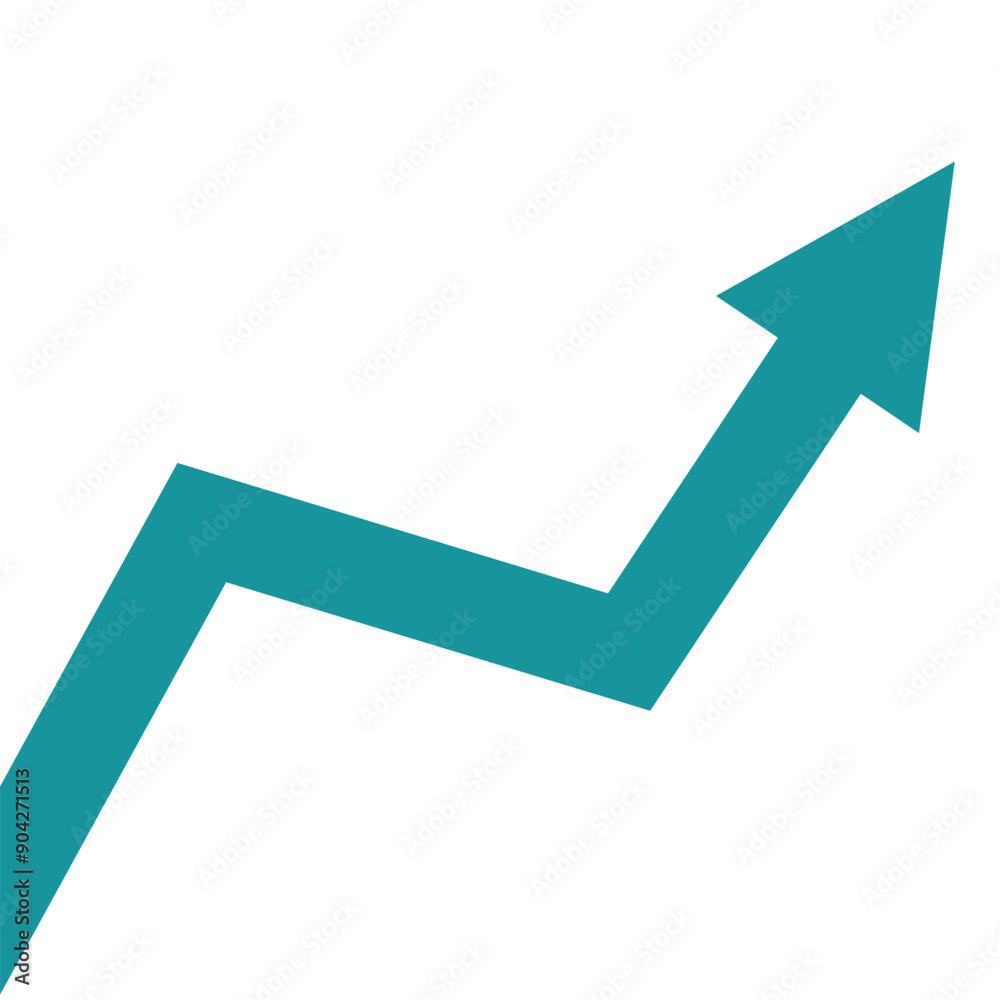 blue arrow graph rise up, go to the top, represent trading profits and business growth