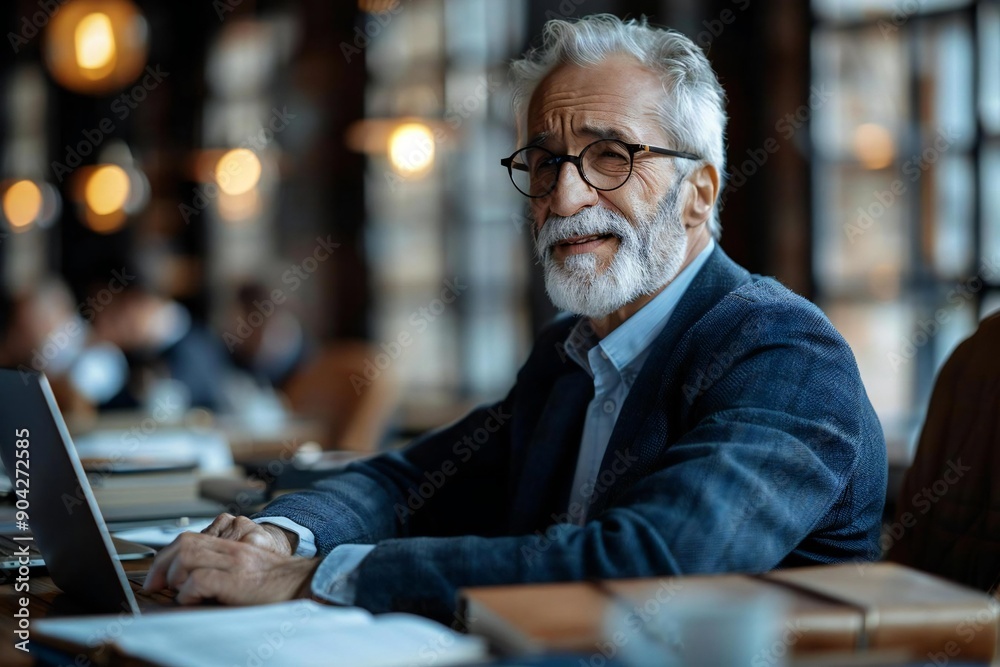 Middle-aged professional experiencing neck discomfort while working at his desk in the office Middle-aged professional experiencing neck discomfort while working at his desk in the office
