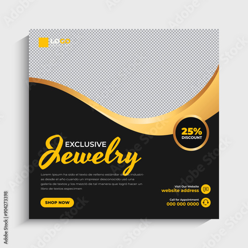 Jewelry social media Instagram post or web banner template design