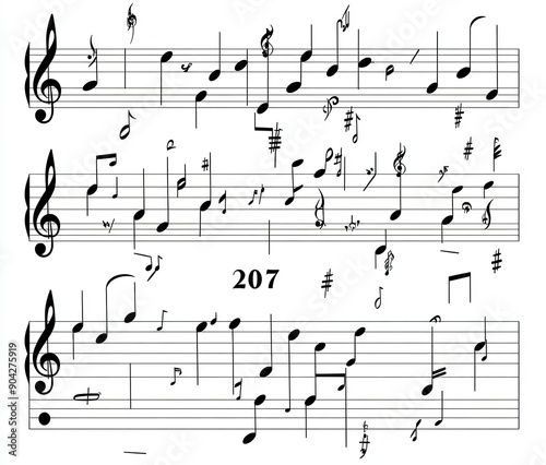 Sheet music with notes for song number 207