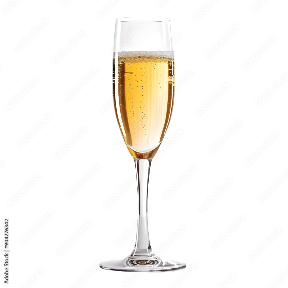 Sparkling champagne glass on transparent background Sparkling champagne glass on transparent background